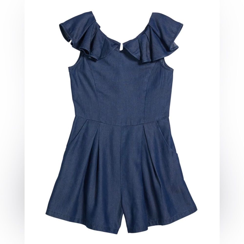 Habitual Girls Denim Chambray Romper Size 12